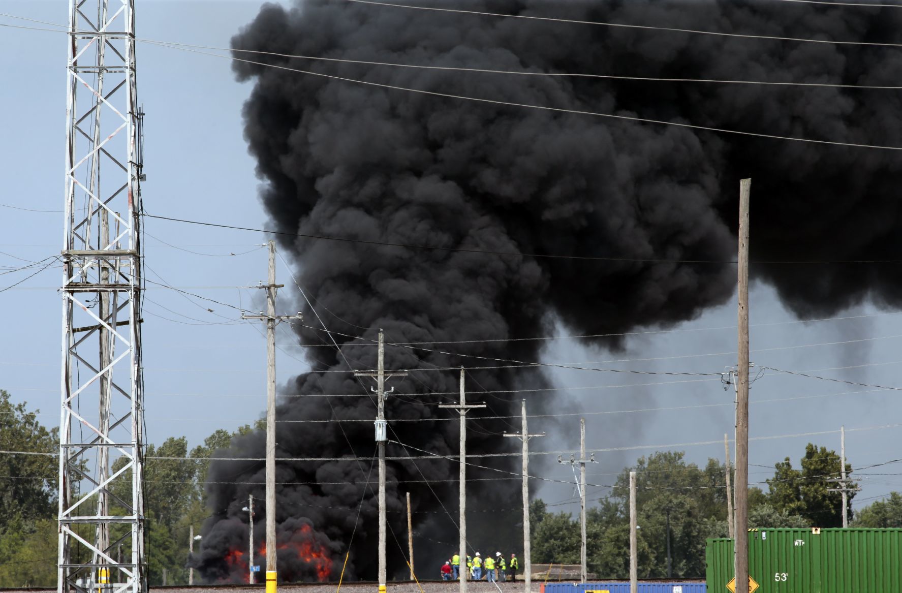 Derailed train cars catch fire in Dupo